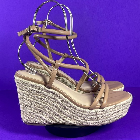 BP. Women's Nude Cohan Espadrille Platform Wedge Strappy Sandal Size 9.5-NEW - Picture 1 of 7